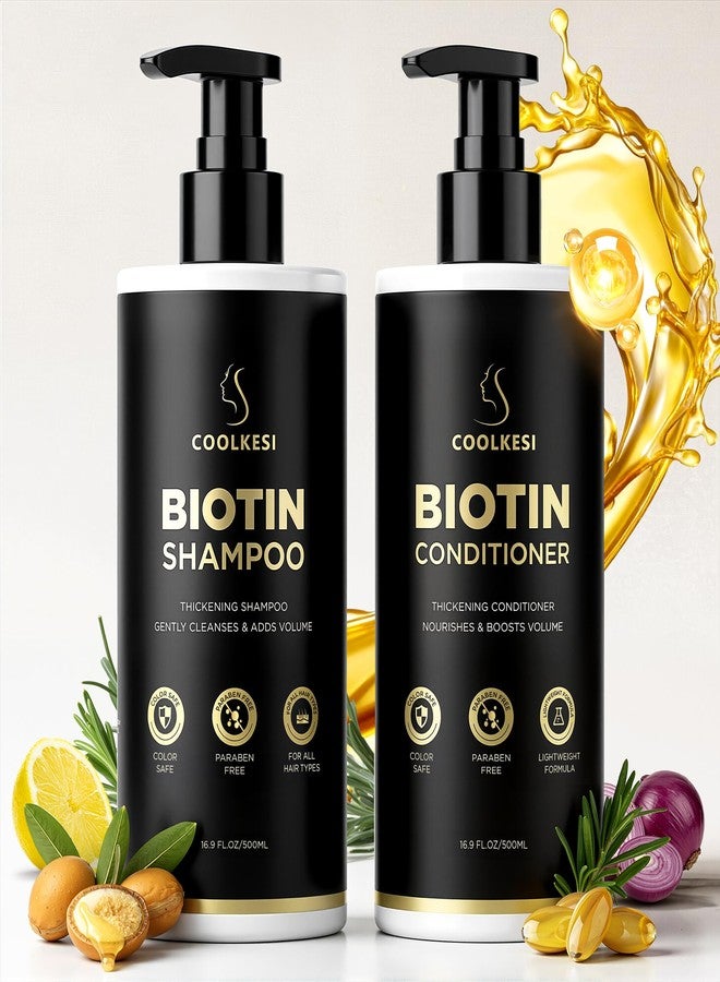 COOLKESI Tripeptide-Infused Hair Growth Biotin Shampoo and Conditioner Set, Onion Anti-Loss Volumizing Moisturizing Treatment for Soft Shine Hair, Dandruff Routine Rosemary Shampoo for Men and Women, 2x16.9oz - Image 1